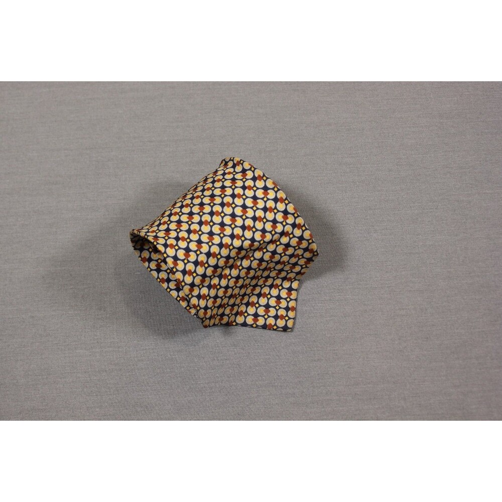 Christian Dior Men’s Silk Necktie Brown Blue Geometric Print